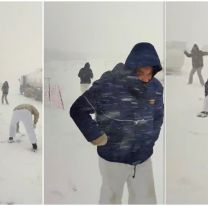 Como niños: así fueron sorprendidos obreros mineros jugando con nieve [VIDEO]