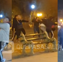Barras del Cuervo se cruzaron en una plaza de Salta y "se dieron caja": hay video